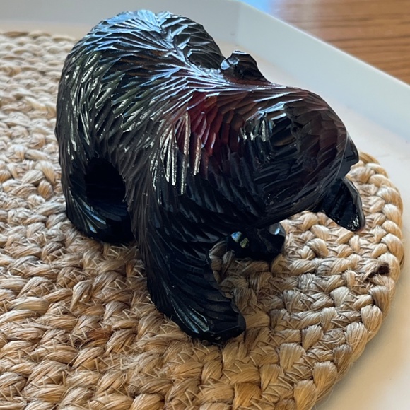 Artisan bear wood carving with fish unmarked likely Ainu art Hokkaido Japan - Picture 6 of 17